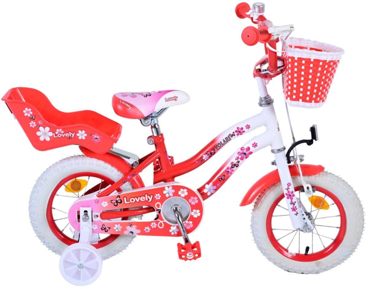 Volare Lovely Kinderfiets - Meisjes - 12 inch - Rood Wit, Wit, Rood